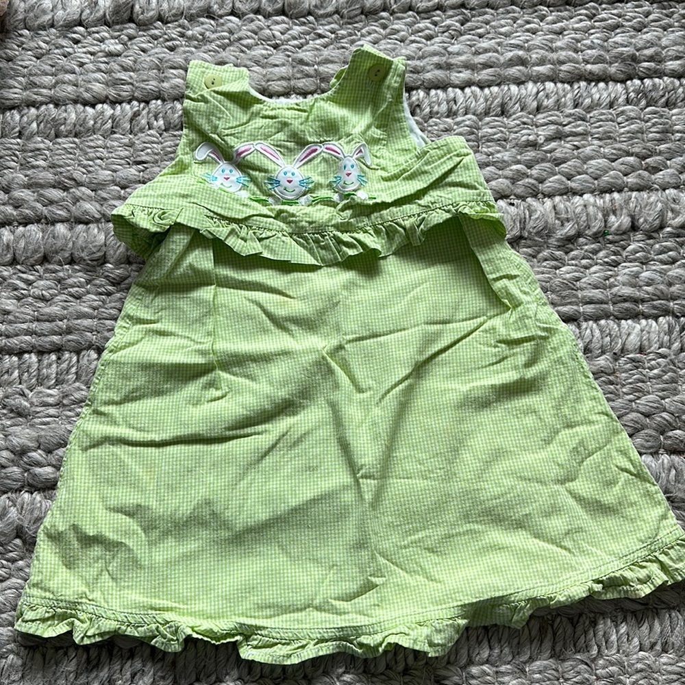 Mulberry Street embroidered gingham dress Easter reversible bunny butterfly 3T